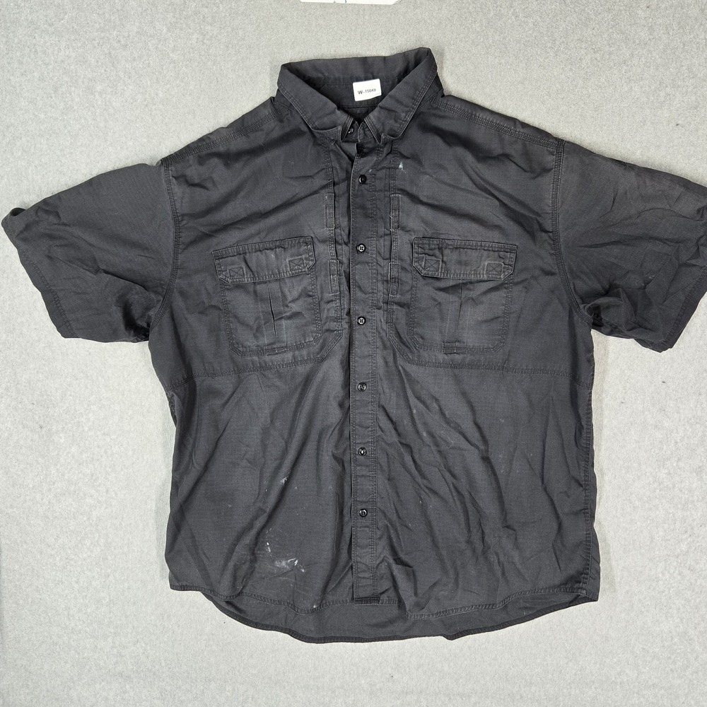 5.11 Tactical Men Button Up Shirt 2XL Gray Taclite Pro Short Sleeve Ripstop READ